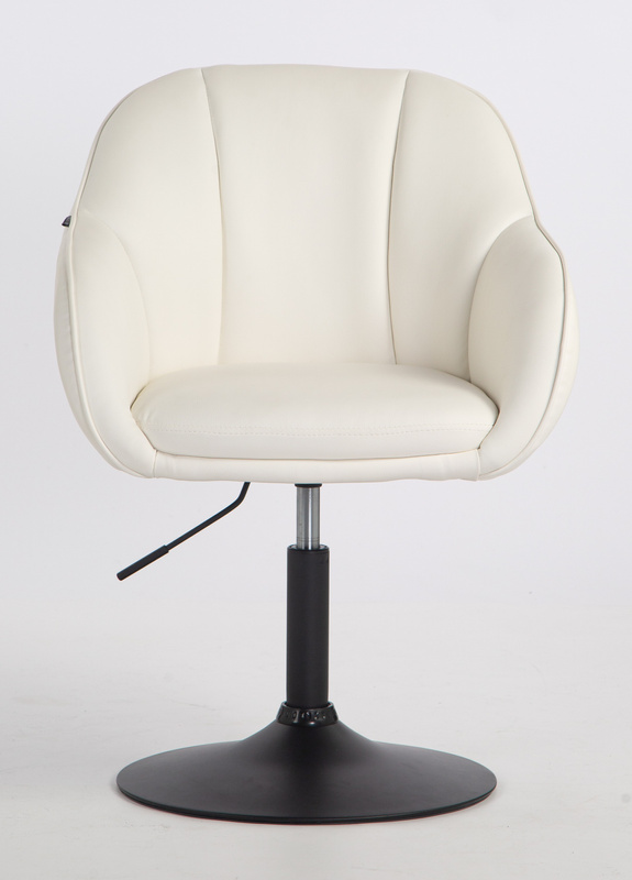 HR2055N Scaun Alb din Piele Ecologica cu Bază Neagră