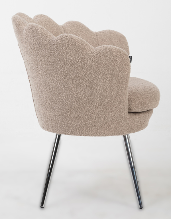 Fotoliu FREY Latte din Boucle cu Picioare Cromata