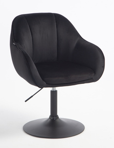 HR2055N Scaun Neagră din Catifea cu Bază Neagră