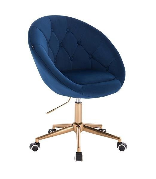 HR8516K SCAUN CATIFEA ALBASTRU INCHIS BAZĂ AURIE