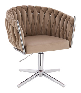 HR750CROSS Scaun Latte din Catifea cu Bază Cromata