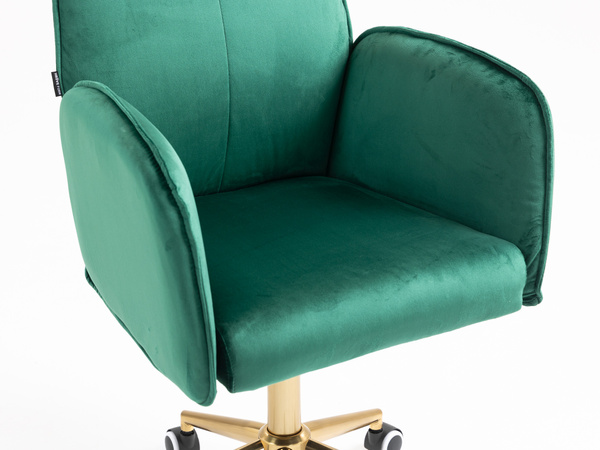 HR280K Scaun Verde din Catifea cu Bază Aurie