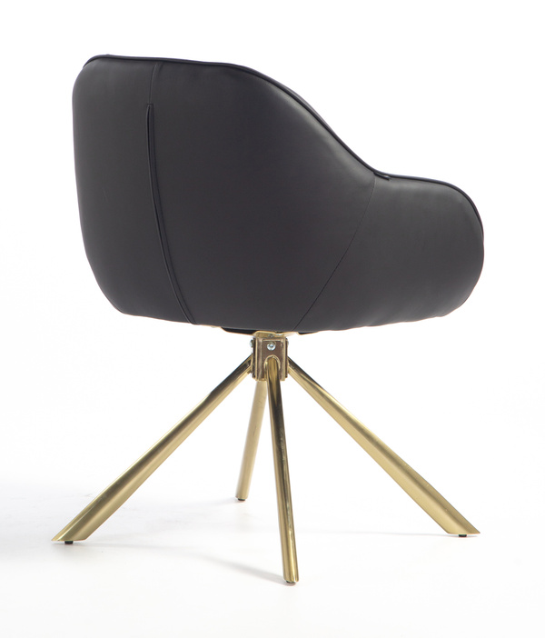 HR2055N Scaun Neagră din Piele Ecologica cu Bază Aurie