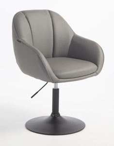HR2055N Scaun Gri din Piele Ecologica cu Bază Neagră