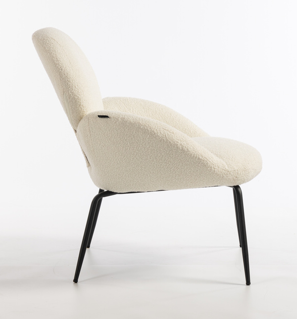 HR2045 Scaun Crem Boucle cu Bază Neagră