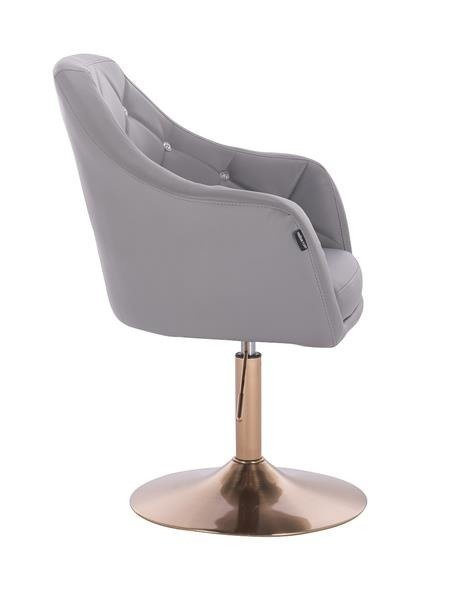 HR830N Scaun Gri de Piele cu Bază Aurie