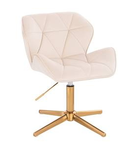 HR111CROSS Scaun Crem Catifea cu Bază Aurie