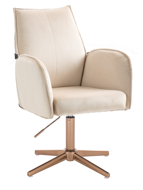 HR280CROSS Scaun Crem din Catifea cu Bază Aurie