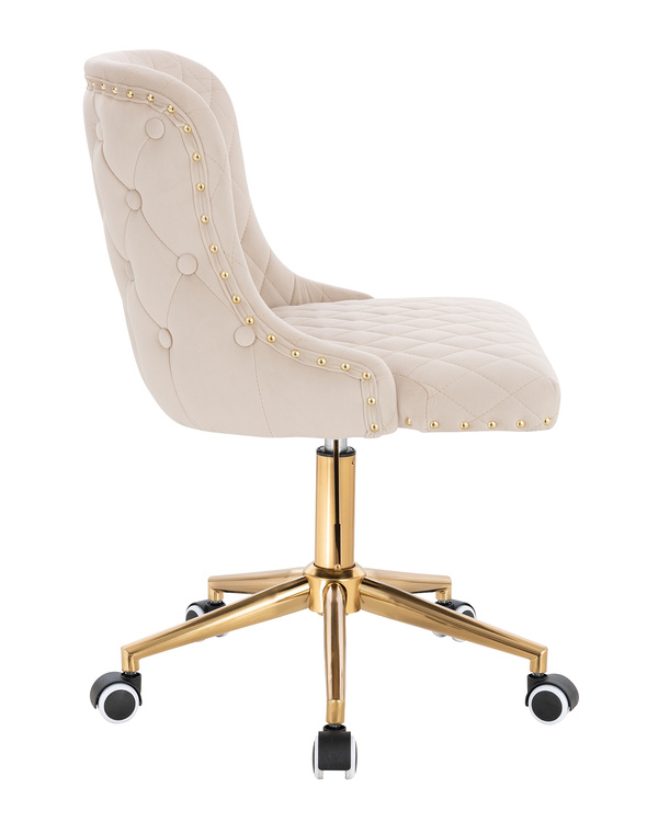 HR940K Scaun Crem din Catifea cu Bază Aurie