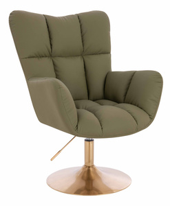 HR650N Scaun Khaki Piele Ecologica Premium Soft cu Bază Aurie