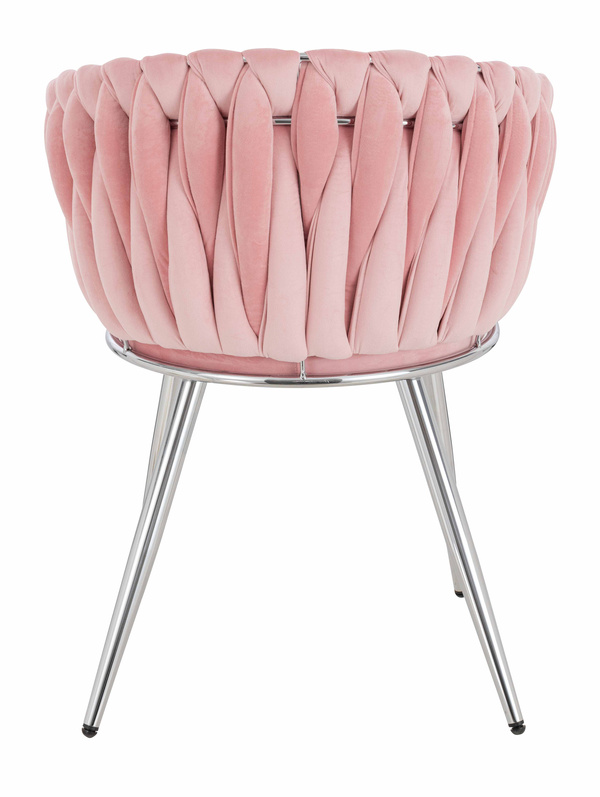 HR750 Scaun cu picioare Cromata Roz Pudra din Catifea