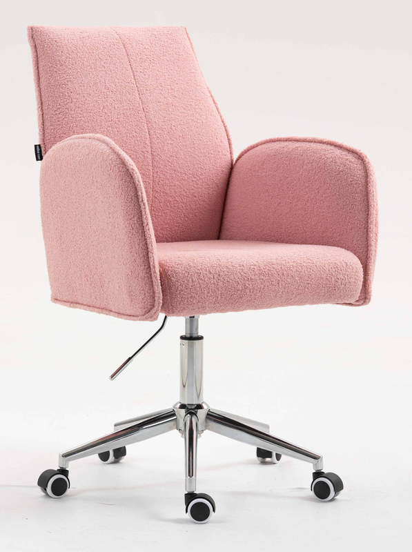 HR280K Scaun Roz Pudra Boucle cu Bază Cromata