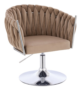 HR750N Scaun Latte din Catifea cu Bază Cromata