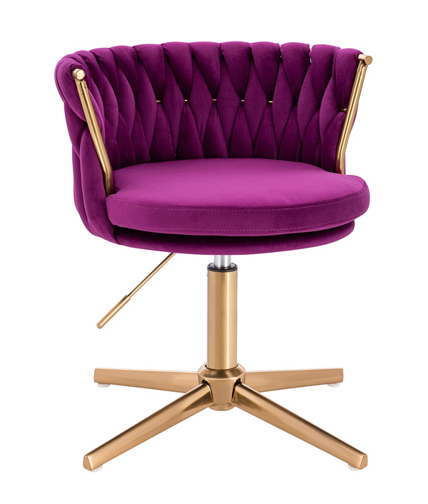 HR450CROSS Scaun Fucsia din Catifea cu Bază Aurie