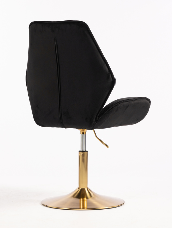 HR350N Scaun Neagră din Catifea Bază Aurie