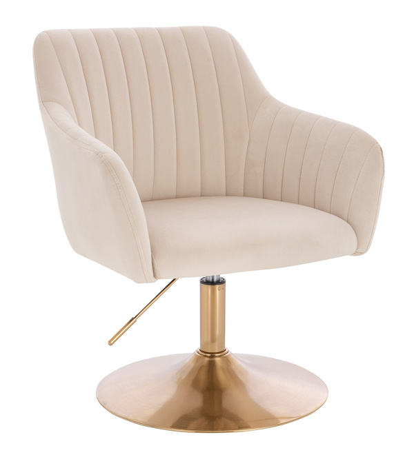HR190N Scaun Crem din Catifea cu Bază Aurie