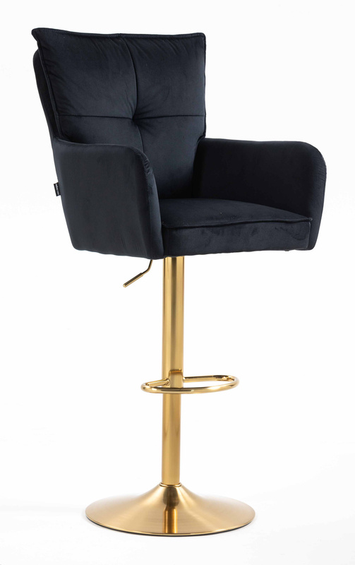 HR250W Scaun Catifea Neagră Bază Aurie