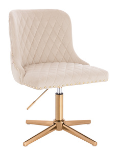 HR940CROSS Scaun Crem din Catifea cu Bază Aurie