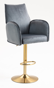 HR280W Scaun Grafit din Catifea cu Bază Aurie