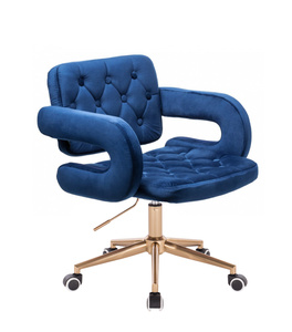 HR8403K Scaun Catifea Bleumarin Bază Aurie