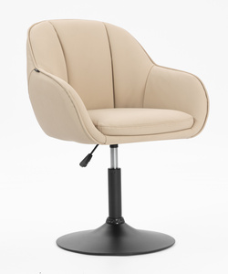 HR2055N Scaun Crem din Piele Ecologica cu Bază Neagră