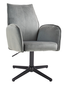 HR280CROSS Scaun Gray din Catifea cu Bază Neagră