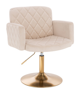 HR802N Scaun Crem din Catifea cu Bază Aurie
