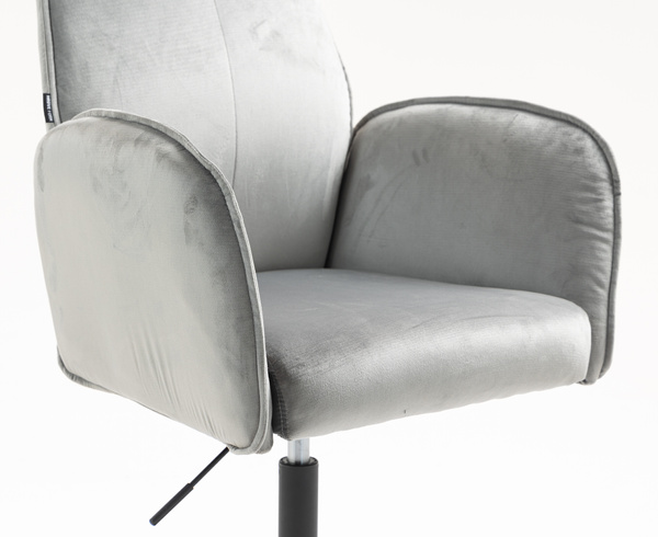 HR280N Scaun Gray din Catifea cu Bază Neagră