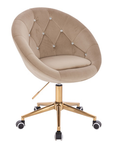 HR8516CK Scaun Latte din Catifea cu Bază Aurie