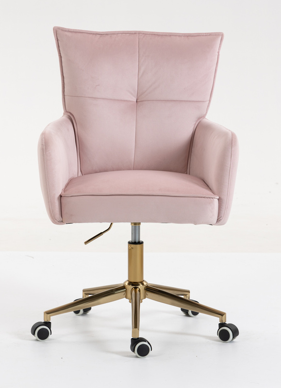 HR250K Scaun Catifea Roz Pudra Bază Aurie