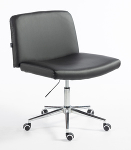 HR150K Scaun Neagră din Piele Ecologica cu Bază Cromata