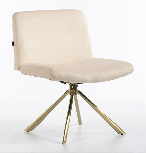 HR150 BAZĂ STEA Scaun Crem din Catifea cu Bază Aurie
