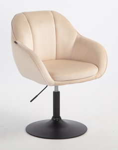 HR2055N Scaun Crem din Catifea cu Bază Neagră