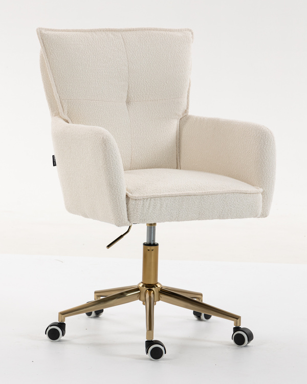 HR250K Scaun Crem Boucle Bază Aurie