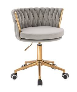 HR450K Scaun Gray din Catifea cu Bază Aurie