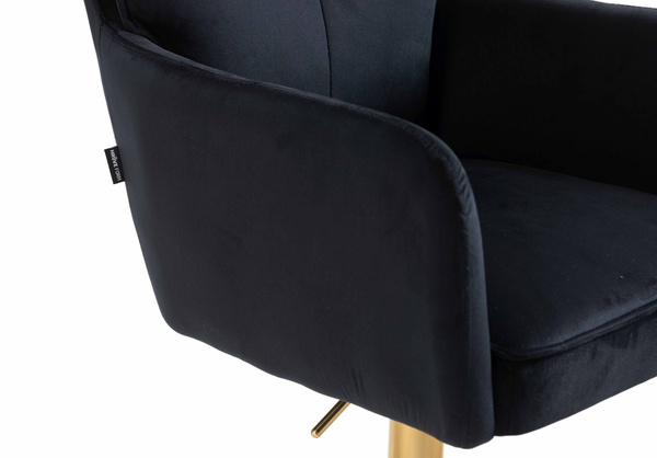 HR250W Scaun Catifea Neagră Bază Aurie
