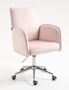 HR280K Scaun Roz din Catifea cu Bază Cromata