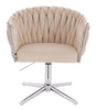 HR750CROSS Scaun Crem din Catifea cu Bază Cromata