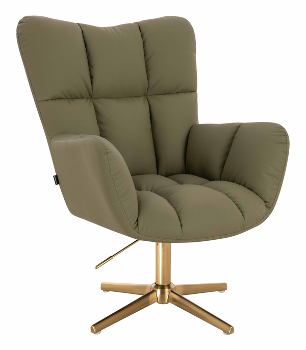 HR650CROSS Scaun Khaki Piele Ecologica Premium Soft cu Bază Aurie