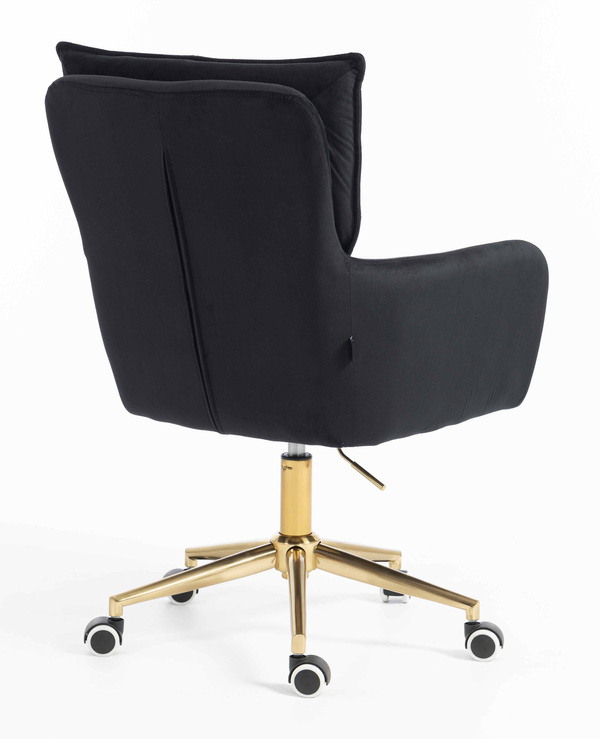 HR250K Scaun Catifea Neagră Bază Aurie
