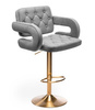 HR8403W Scaun Catifea Gri Bază Aurie