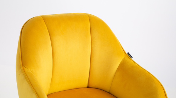 HR2055N Scaun Galbenă din Catifea cu Bază Cromata