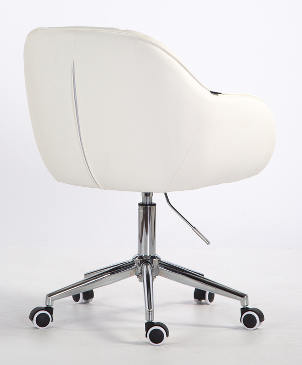 HR2055K Scaun Alb din Piele Ecologica cu Bază Cromata