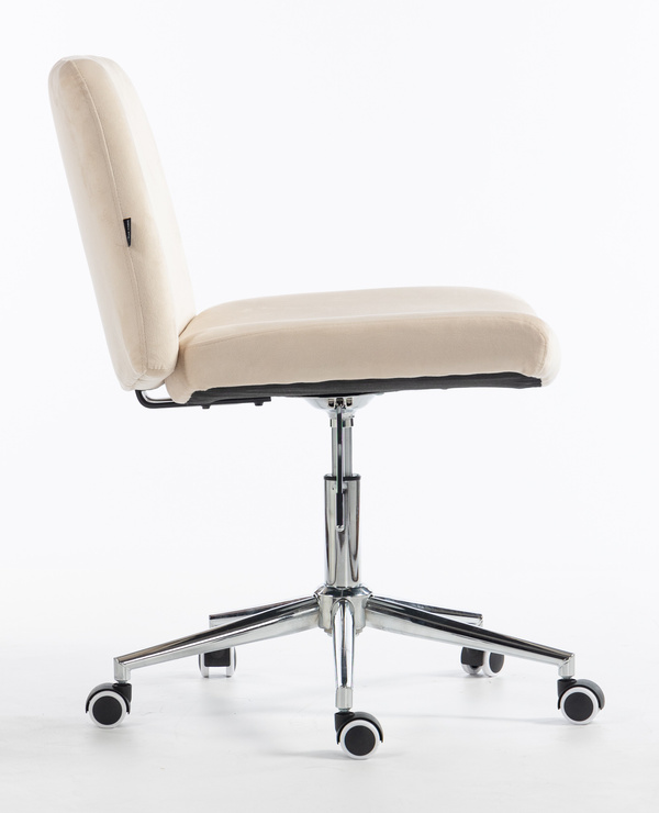 HR150K Scaun Crem din Catifea cu Bază Cromata