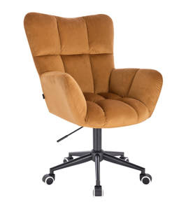 HR650K Scaun Galben Catifea cu Bază Neagră