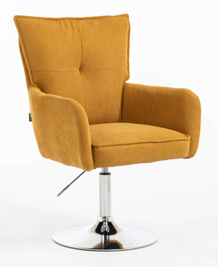 HR250N Scaun Catifea Reiată Premium Ruloare Curry Galben Bază Cromata