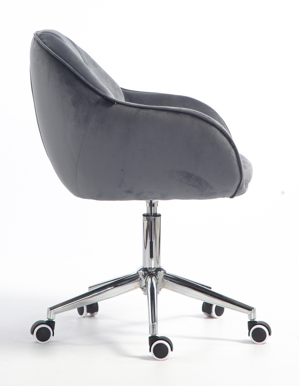 HR2055K Scaun Grafit din Catifea cu Bază Cromata
