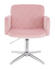 HR802CROSS Scaun Roz Pudra din Catifea cu Bază Cromata