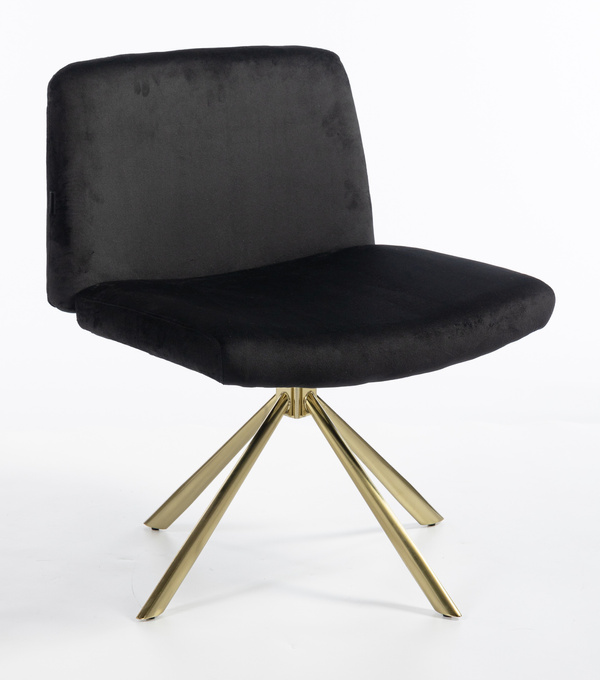 HR150 BAZĂ STEA Scaun Neagră din Catifea cu Bază Aurie