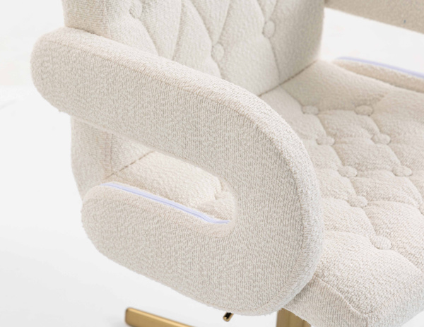 HR8404CROSS Scaun Crem Boucle cu Bază Aurie